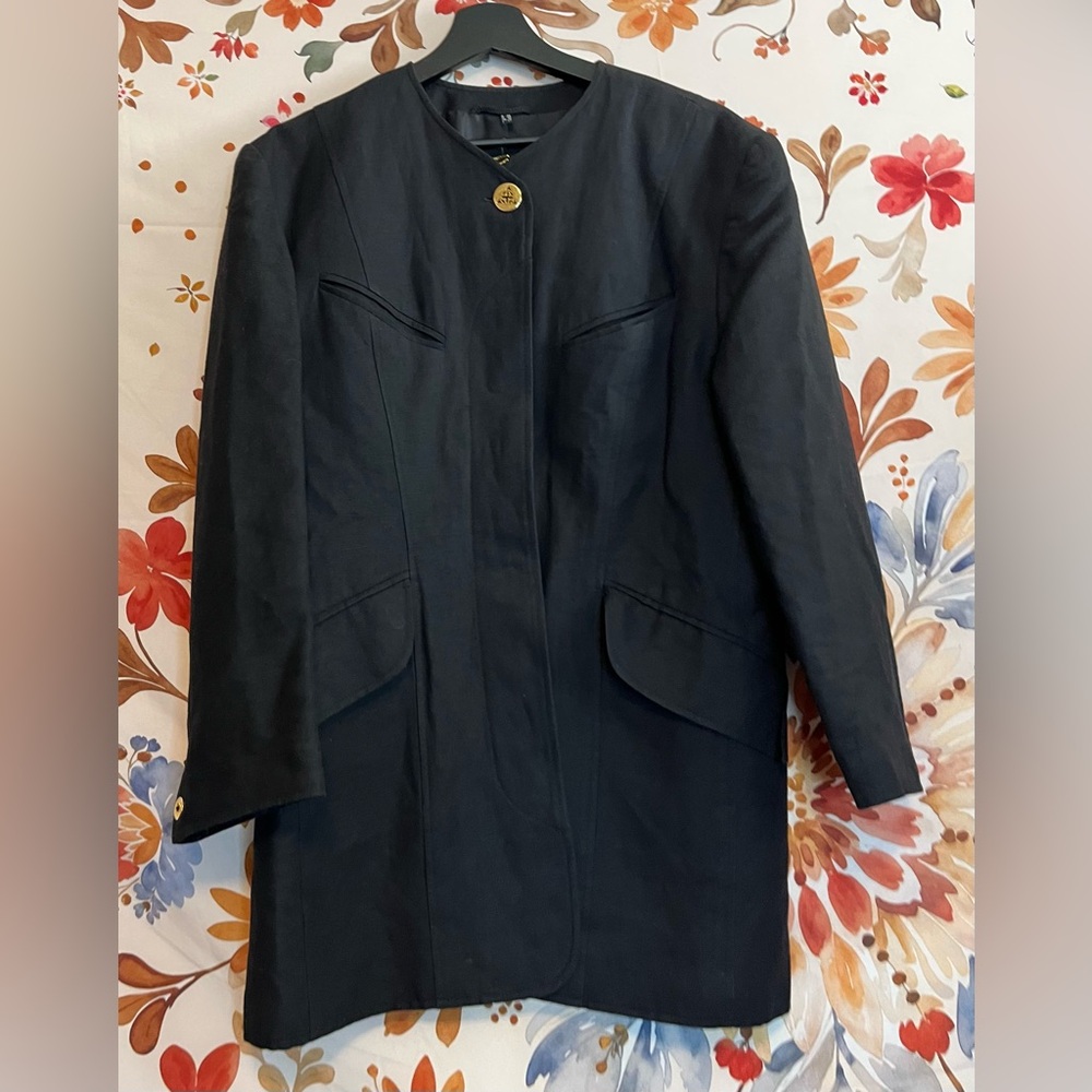 Vintage Colette Wolfgang Kaiser UK 12 Black Gold Button Office Business Jacket